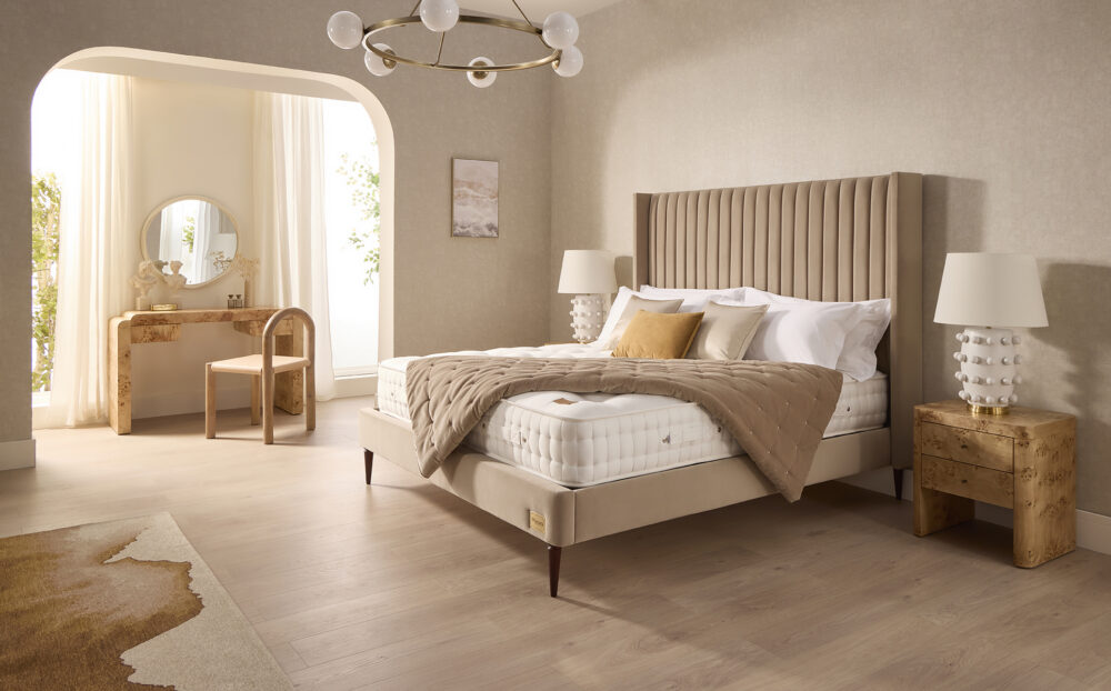 Henley bed base and channelled headboard with Artisan mattress from www.winstonsbeds.com/en-us