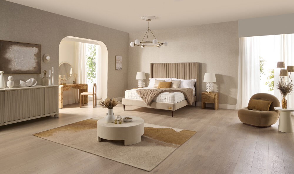 Henley bed with vertical channel headboard and hand-tufted Artisan mattress from www.winstonsbeds.com/en-us