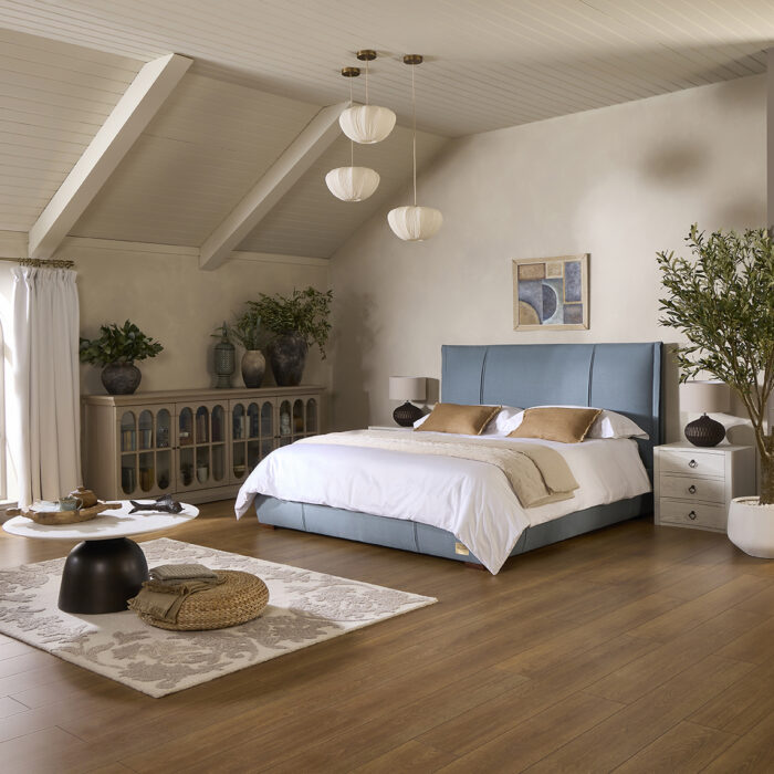 Bowdon upholstered bed with a thick padded headboard | www.winstonsbeds.com