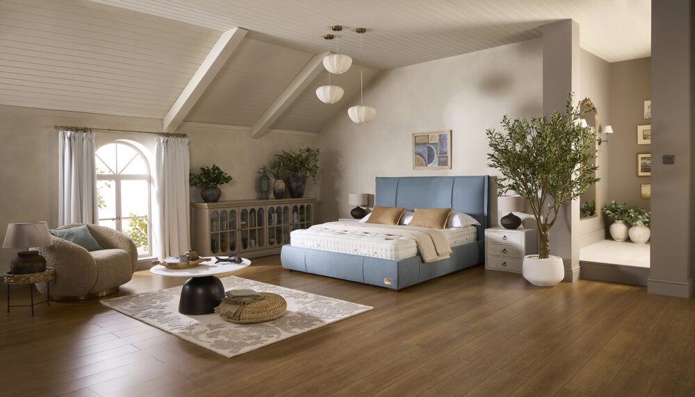 Bowdon upholstered bed featuring a deep padded headboard | www.winstonsbeds.com