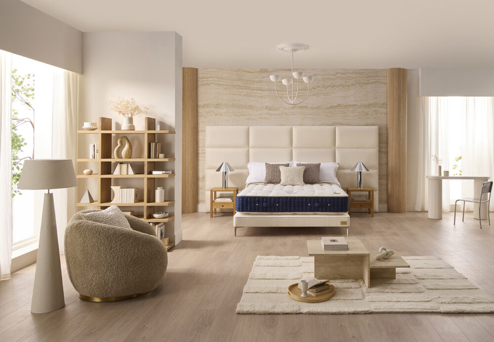 Forge upholstered bed with a padded panelled headboard and handmade firm-feel pocket spring mattress | www.winstonsbeds.com