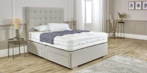 pocket spring mattress, handmade mattress on sprung divan base, luxury mattress